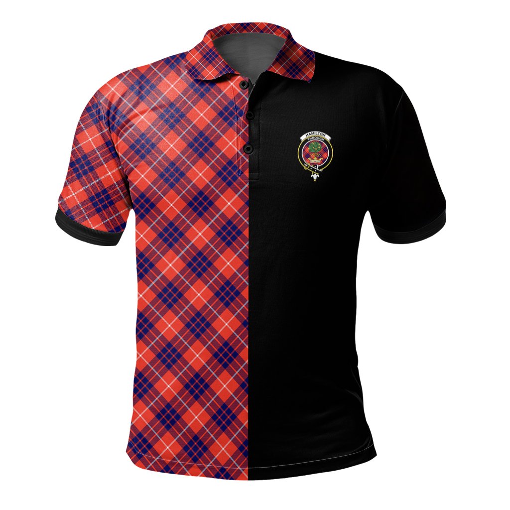 Clan Hamilton Modern Tartan Polo Shirt Half of Me - Cross Style SR45 Hamilton Modern Tartan Tartan Polo   