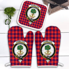 Clan Hamilton Modern Tartan Crest Oven Mitt And Pot Holder (2 Oven Mitts + 1 Pot Holder) TK46 Clan Hamilton Tartan Today   