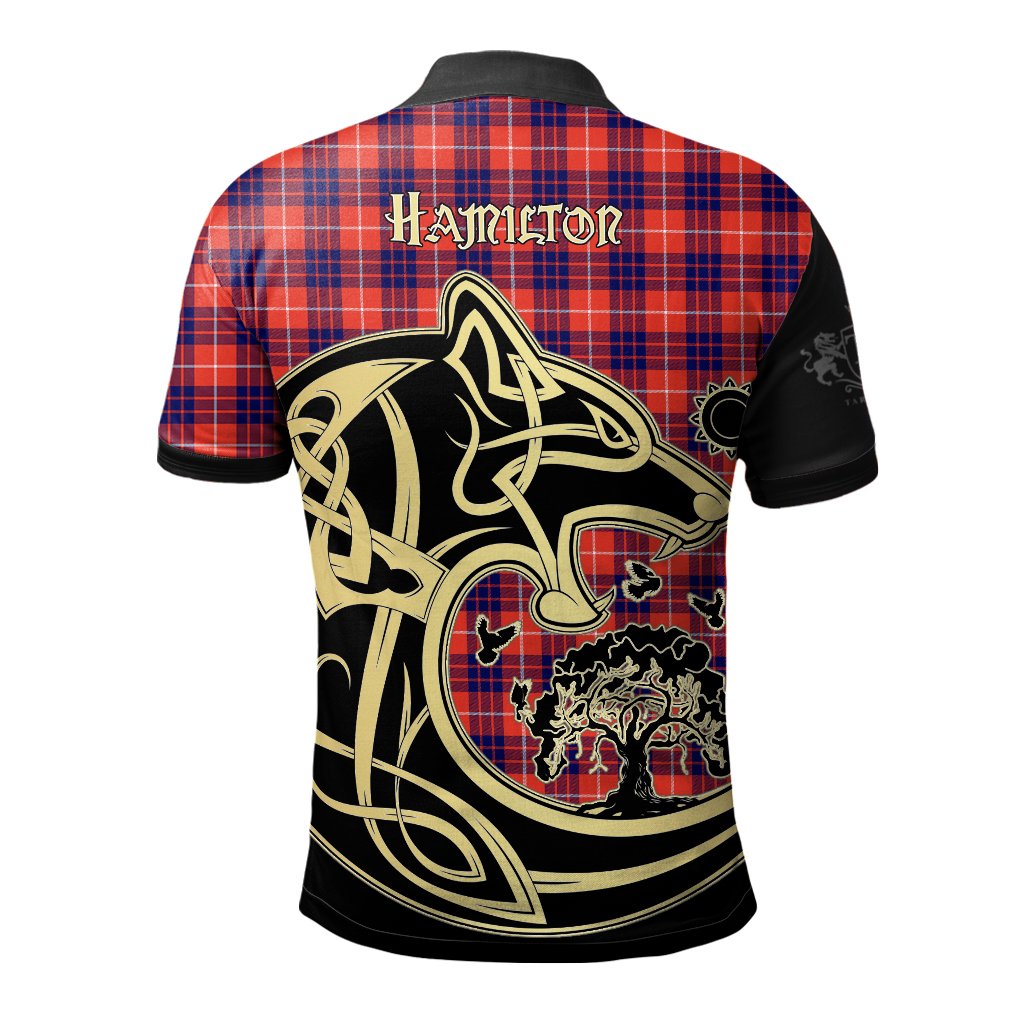 Clan Hamilton Modern Tartan Polo Shirt Viking Wolf FI91 Hamilton Modern Tartan Tartan Polo   