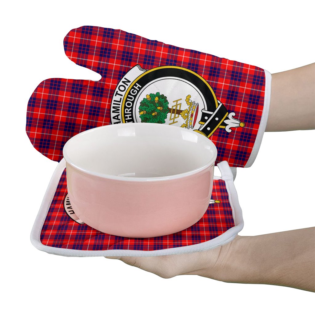 Clan Hamilton Modern Tartan Crest Oven Mitt And Pot Holder (2 Oven Mitts + 1 Pot Holder) TK46 Clan Hamilton Tartan Today   