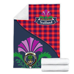 Clan Hamilton Tartan Crest Premium Blanket Thistle Style PK72 Clan Hamilton Tartan Today   