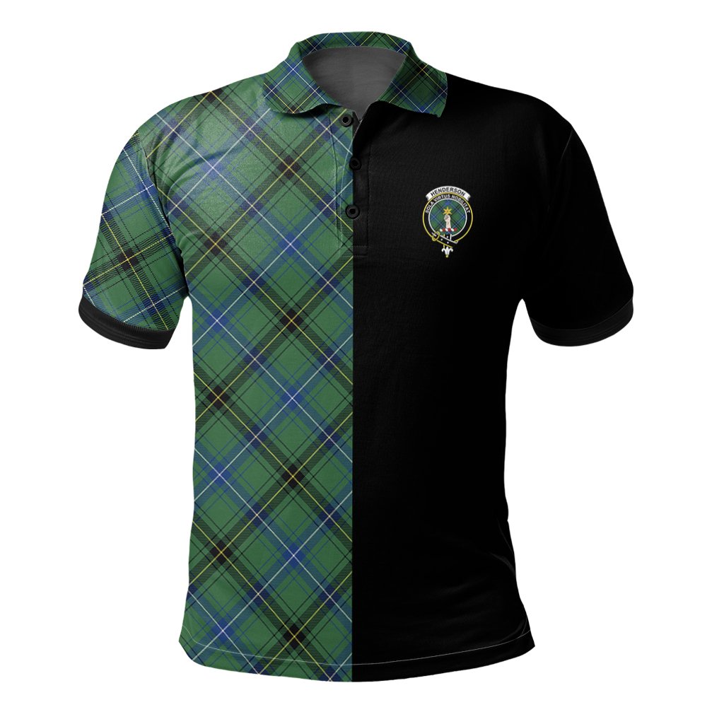 Clan Henderson Ancient Tartan Polo Shirt Half of Me - Cross Style BV87 Henderson Ancient Tartan Tartan Polo   