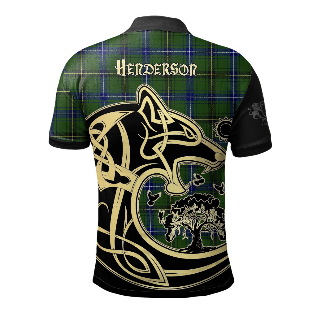 Clan Henderson Modern Tartan Polo Shirt Viking Wolf BW59 Henderson Modern Tartan Tartan Polo   