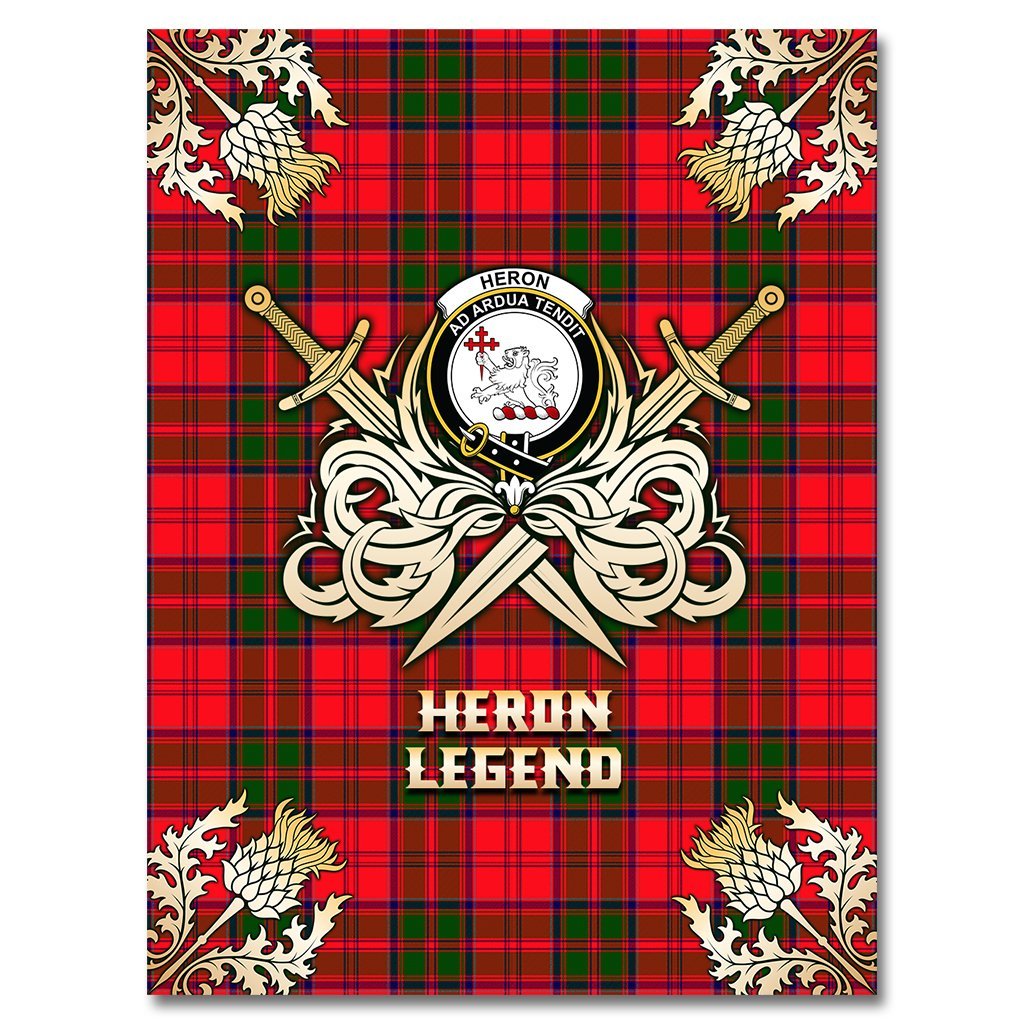 Clan Heron Tartan Gold Courage Symbol Blanket AM18 Clan Heron Tartan Today   