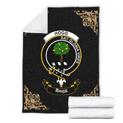 Clan Hogg (or Hog) Crest Tartan Premium Blanket Black EN67 Clan Hogg Tartan Today   