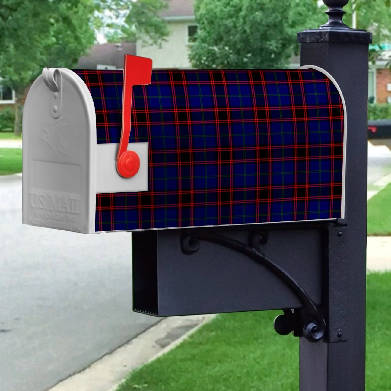 Clan Home Modern Tartan Crest Mailbox LG96 Clan Home/Hume Tartan Today   