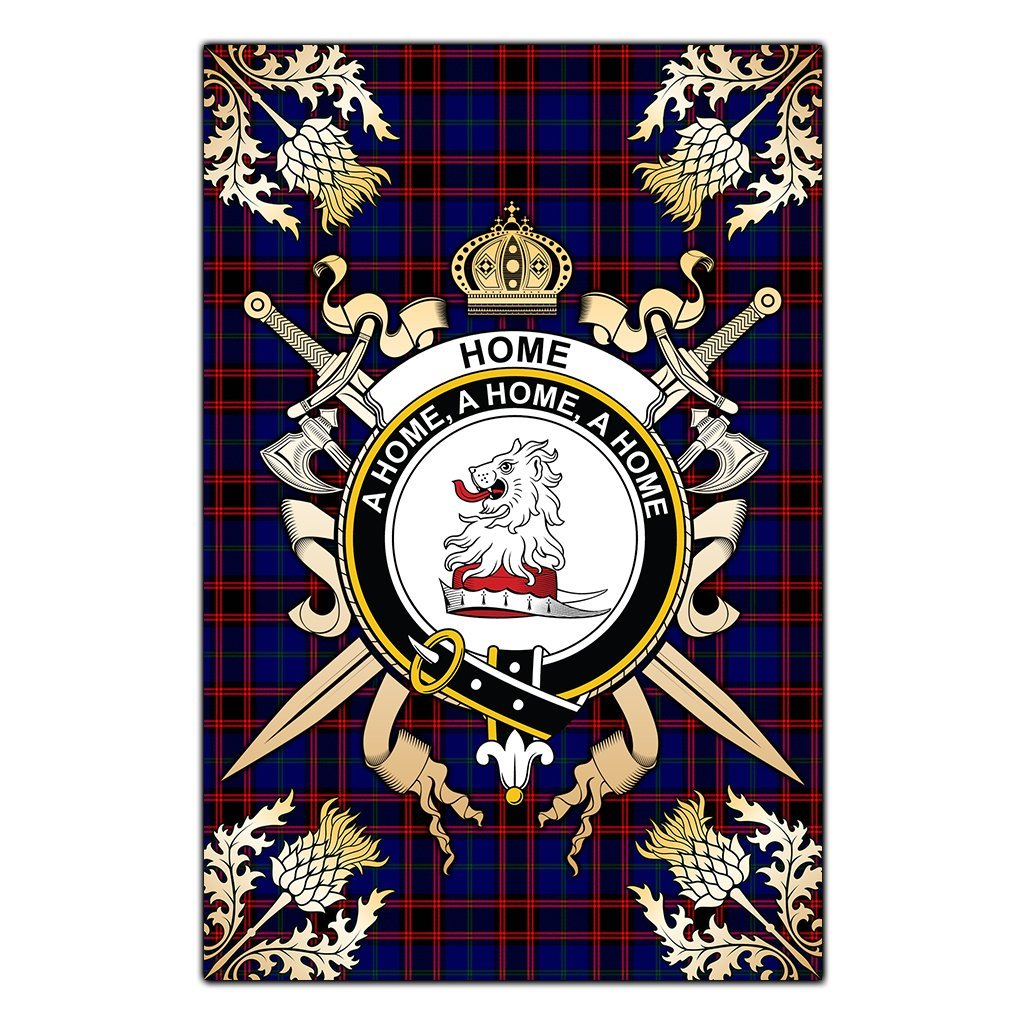 Clan Home Modern Tartan Crest Black Garden Flag  - Gold Thistle  JX56 Clan Home/Hume Tartan Today   