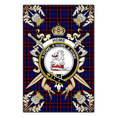 Clan Home Modern Tartan Crest Black Garden Flag  - Gold Thistle  JX56 Clan Home/Hume Tartan Today   