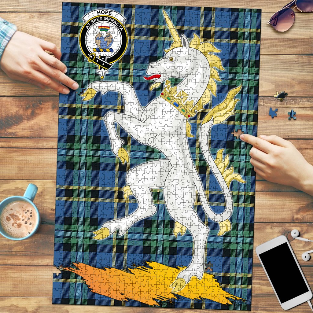 Clan Hope Tartan Crest Unicorn Scotland Jigsaw Puzzles Gift For Family AG19 Clan Hope Tartan Today   