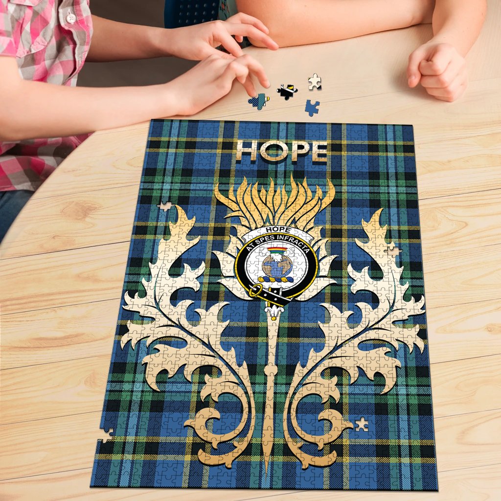 Clan Hope Tartan Crest Thistle Jigsaw Puzzles Gift For Family FH38 Clan Hope Tartan Today   