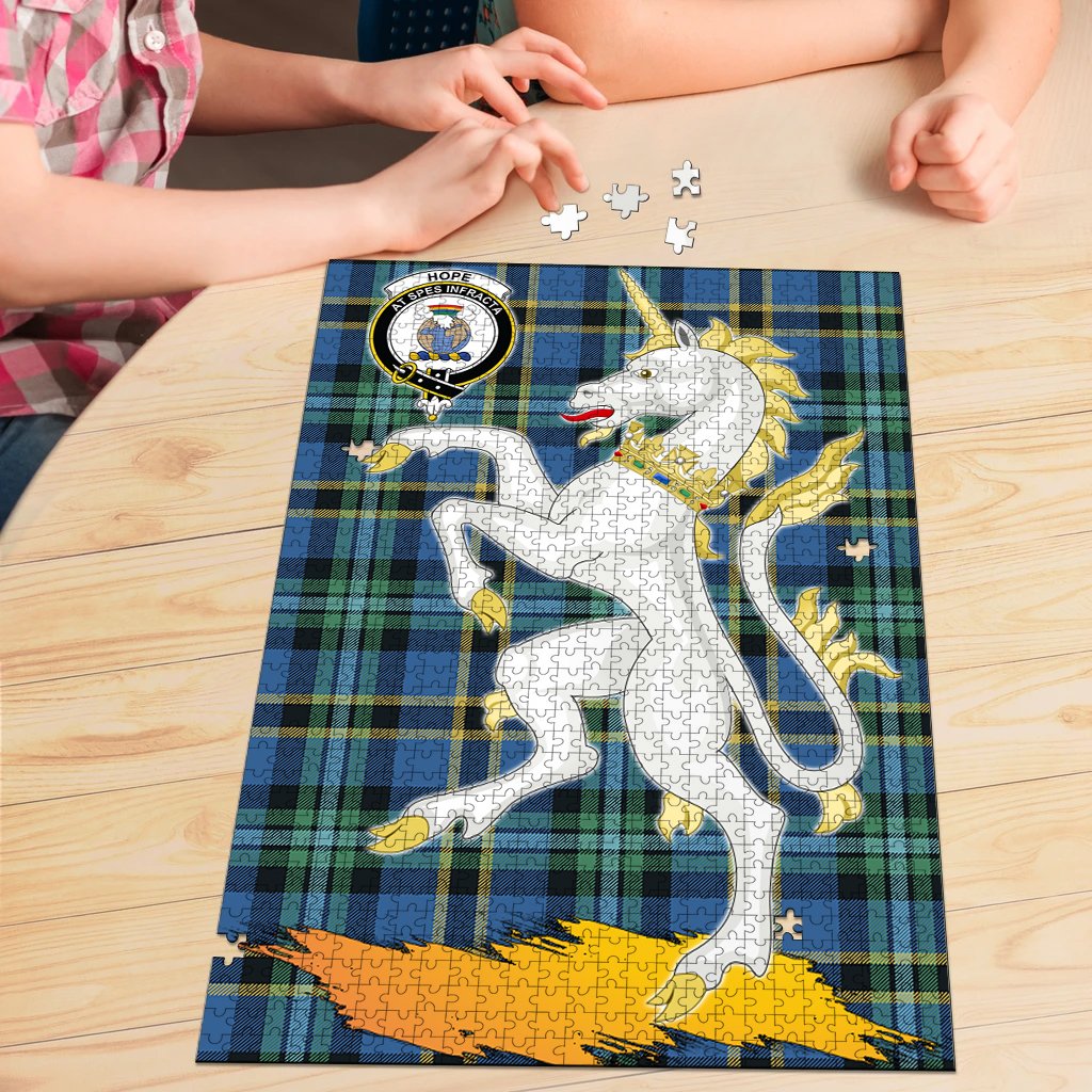 Clan Hope Tartan Crest Unicorn Scotland Jigsaw Puzzles Gift For Family AG19 Clan Hope Tartan Today   