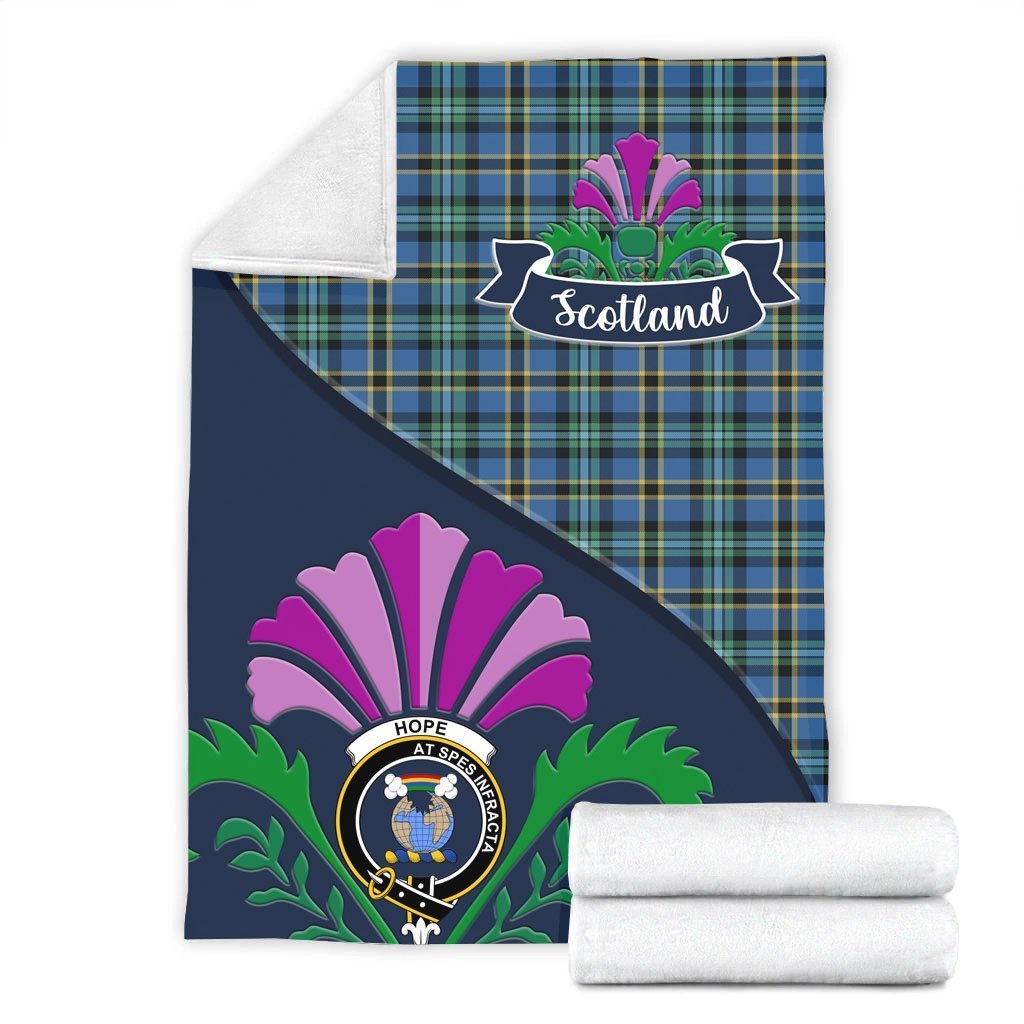 Clan Hope Tartan Crest Premium Blanket Thistle Style TA83 Clan Hope Tartan Today   