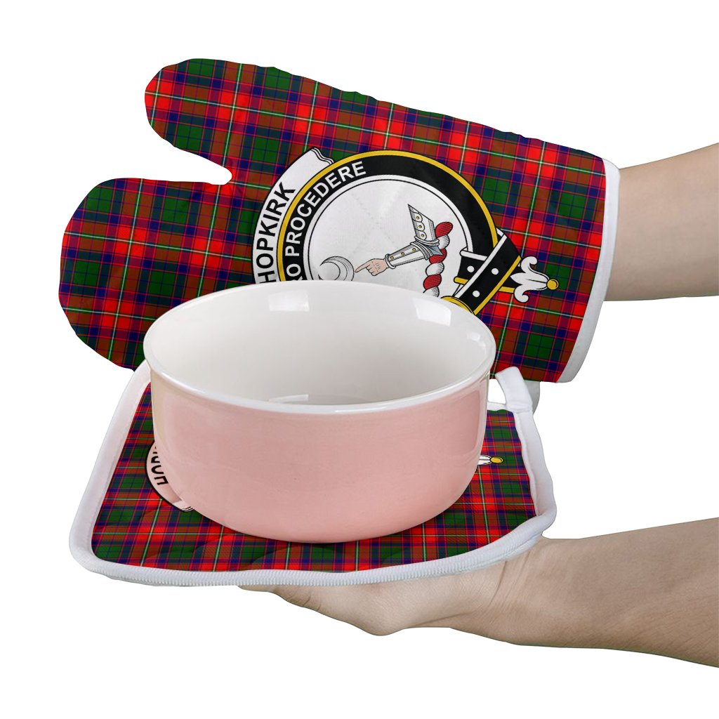 Clan Hopkirk Tartan Crest Oven Mitt And Pot Holder (2 Oven Mitts + 1 Pot Holder) SN28 Clan Kirk Tartan Today   