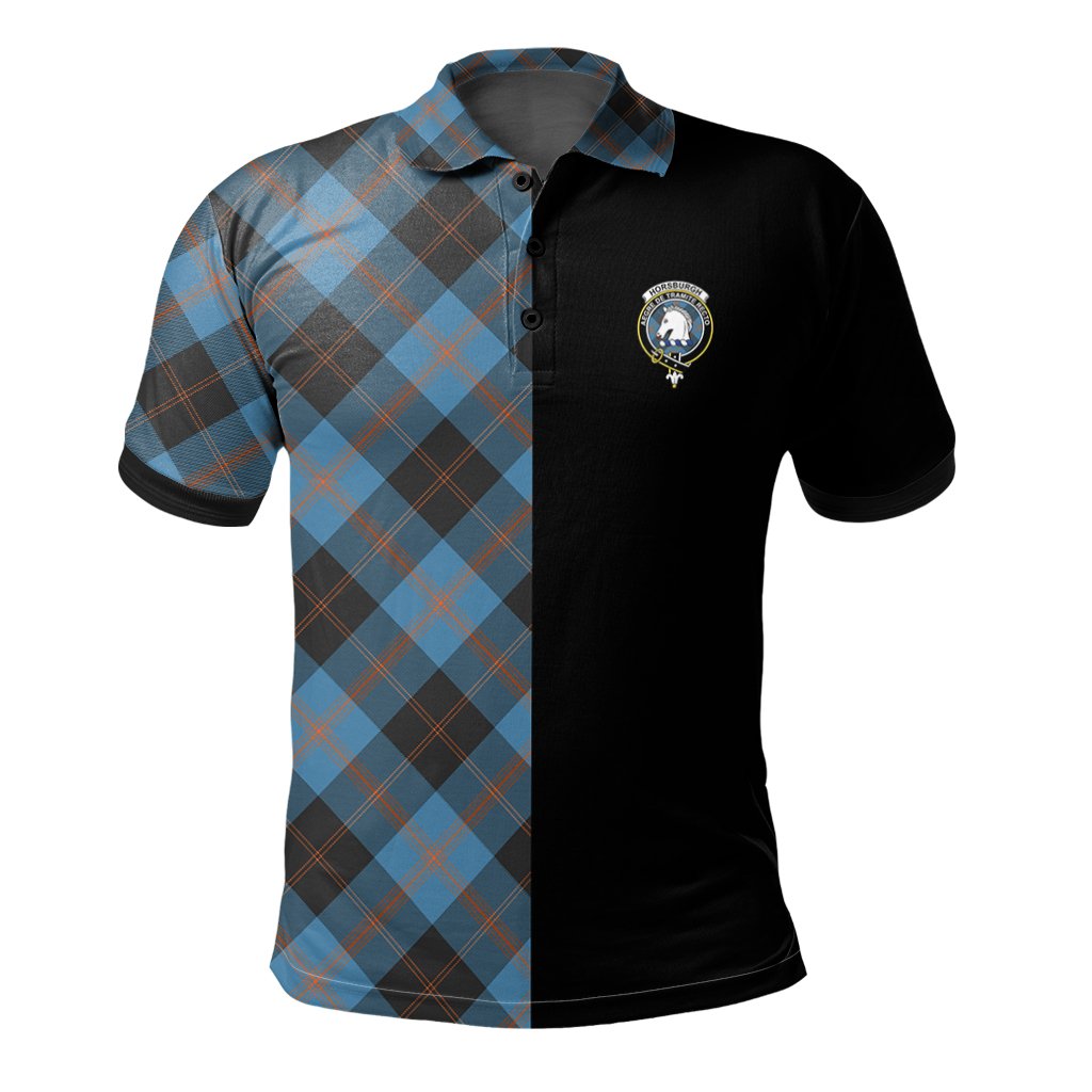 Clan Horsburgh Tartan Polo Shirt Half of Me - Cross Style IT77 Horsburgh Tartan Tartan Polo   