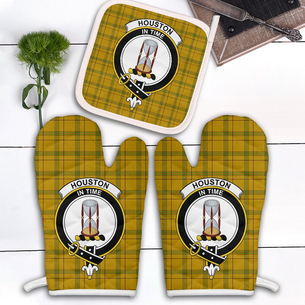 Clan Houston Tartan Crest Oven Mitt And Pot Holder (2 Oven Mitts + 1 Pot Holder) HP49 Clan Houston Tartan Today   