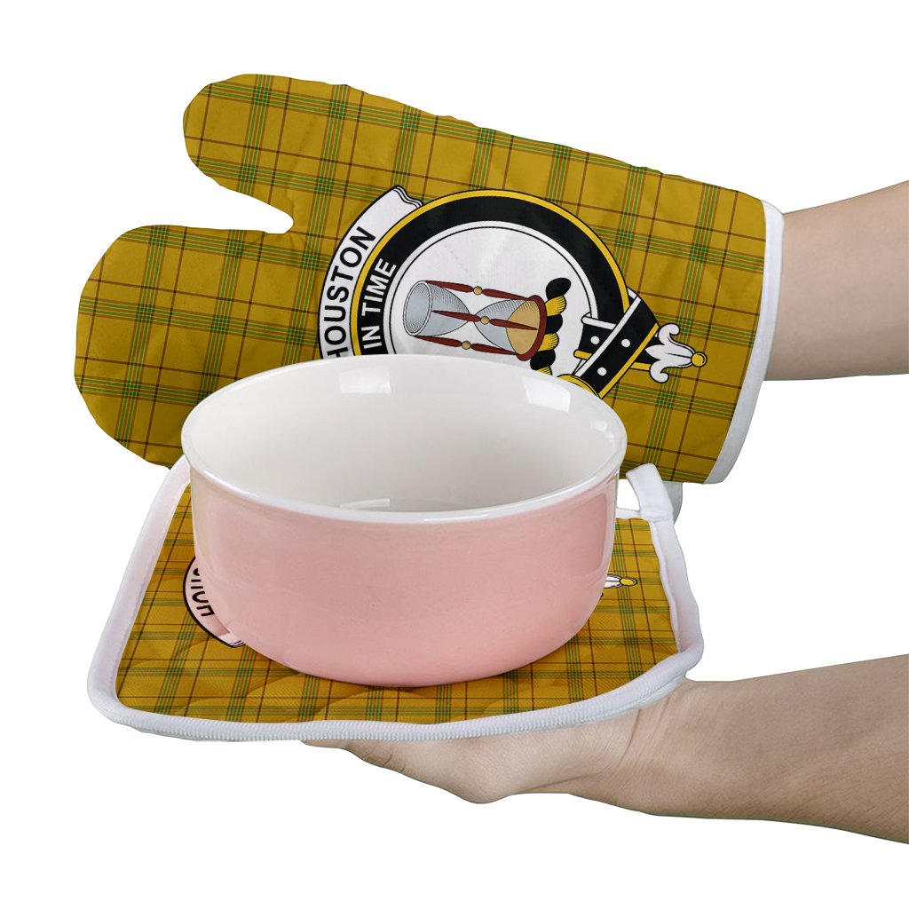 Clan Houston Tartan Crest Oven Mitt And Pot Holder (2 Oven Mitts + 1 Pot Holder) HP49 Clan Houston Tartan Today   