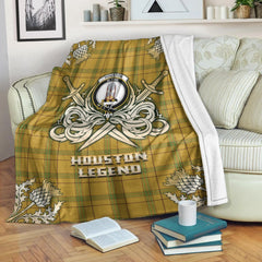 Clan Houston Tartan Gold Courage Symbol Blanket JM98 Clan Houston Tartan Today   