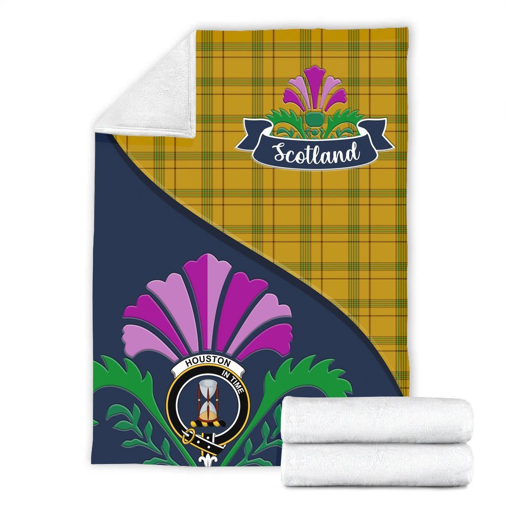 Clan Houston Tartan Crest Premium Blanket Thistle Style TO35 Clan Houston Tartan Today   