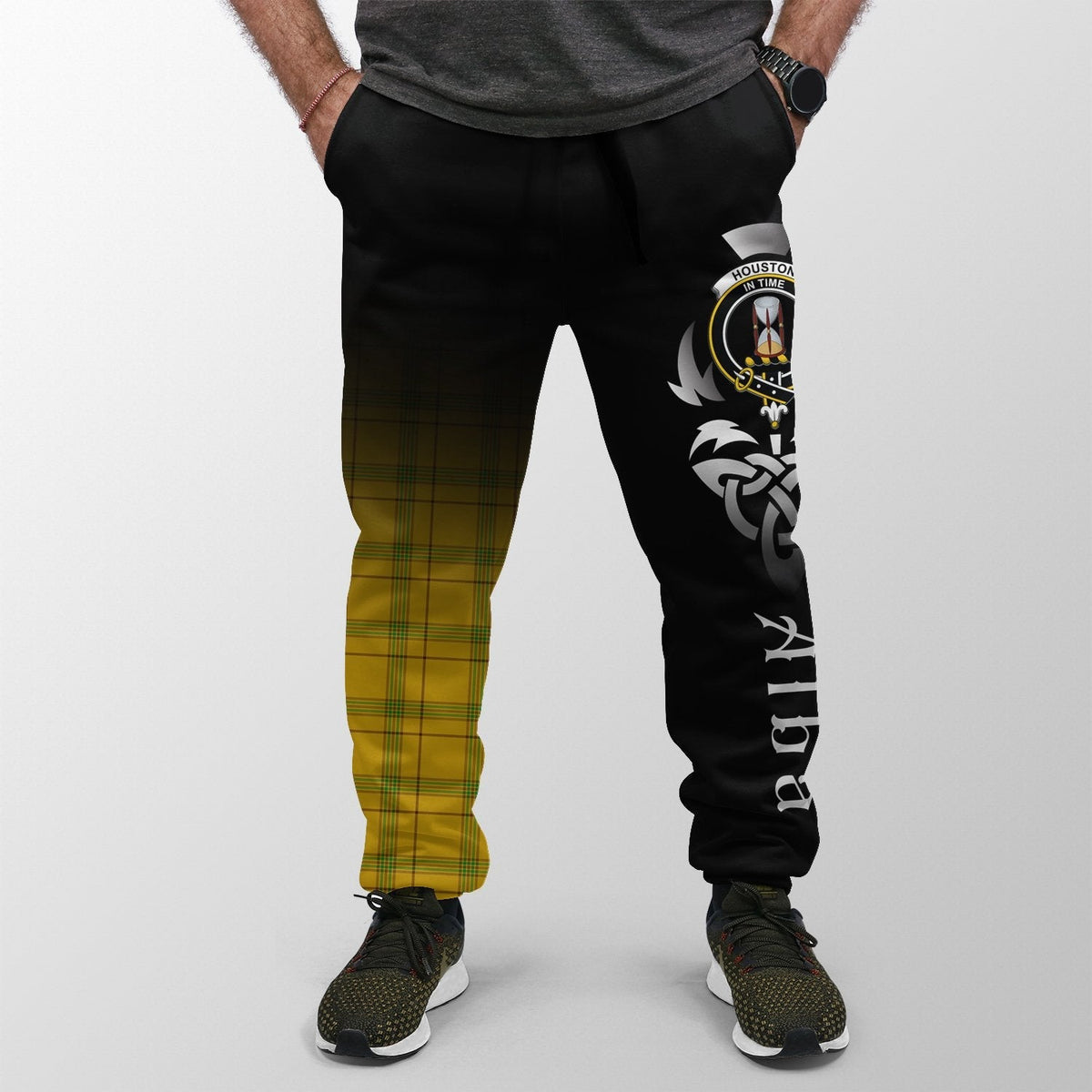 Clan Houston Tartan Crest Jogger Sweatpants  Alba Celtic Style LZ65 Clan Houston Tartan Today   