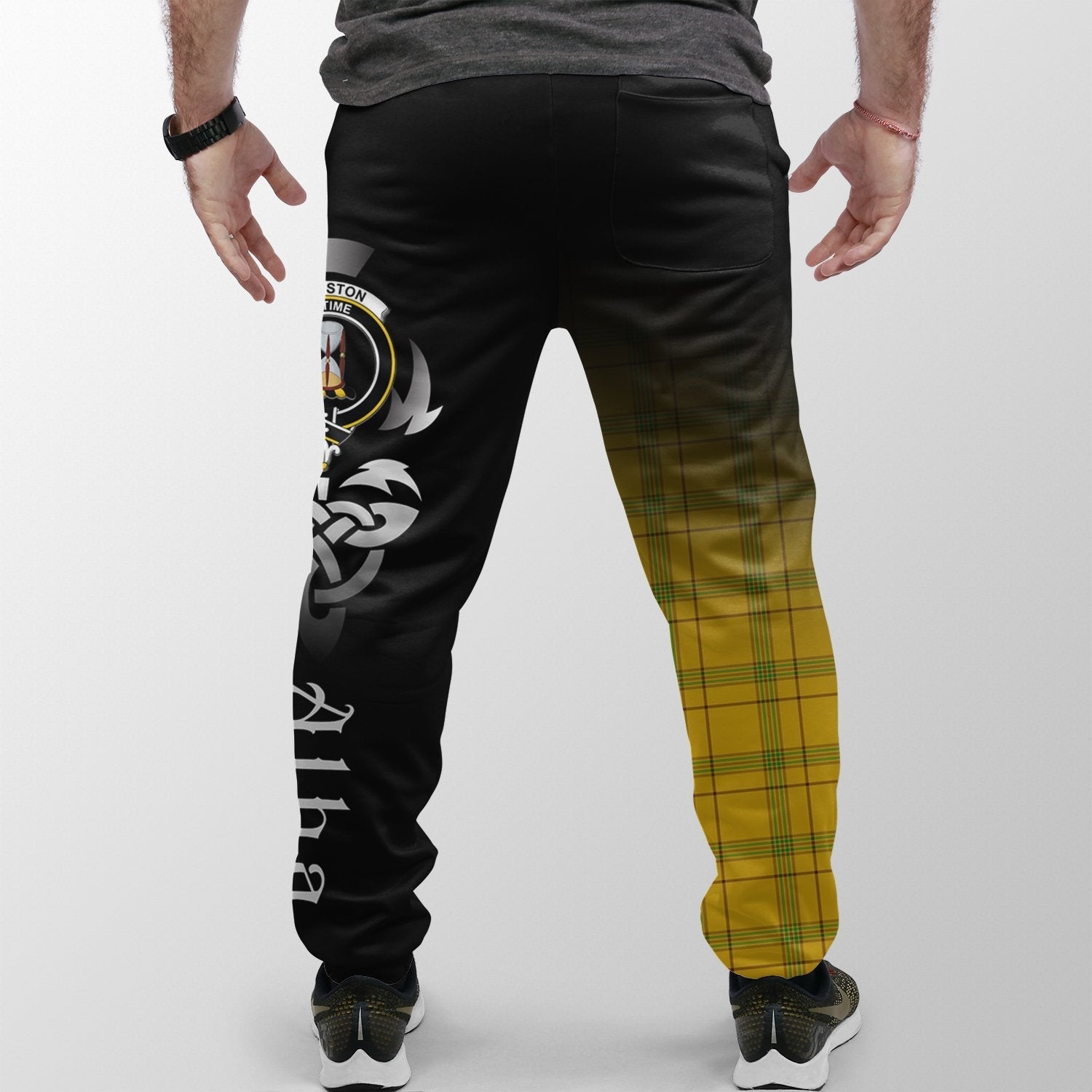 Clan Houston Tartan Crest Jogger Sweatpants  Alba Celtic Style LZ65 Clan Houston Tartan Today   