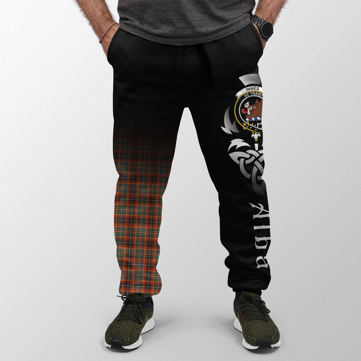 Clan Innes Ancient Tartan Crest Jogger Sweatpants  Alba Celtic Style RD23 Clan Innes Tartan Today   