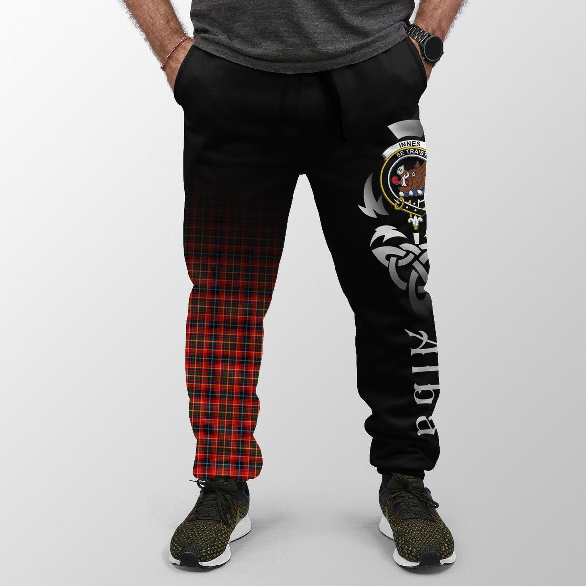 Clan Innes Modern Tartan Crest Jogger Sweatpants  Alba Celtic Style OS31 Clan Innes Tartan Today   