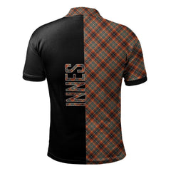 Clan Innes Ancient Tartan Polo Shirt Half of Me - Cross Style BP90 Innes Ancient Tartan Tartan Polo   