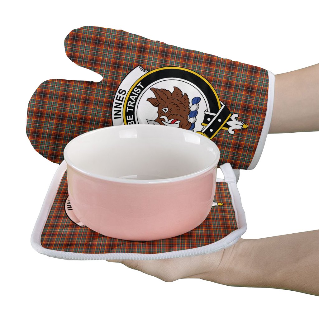 Clan Innes Ancient Tartan Crest Oven Mitt And Pot Holder (2 Oven Mitts + 1 Pot Holder) AR22 Clan Innes Tartan Today   