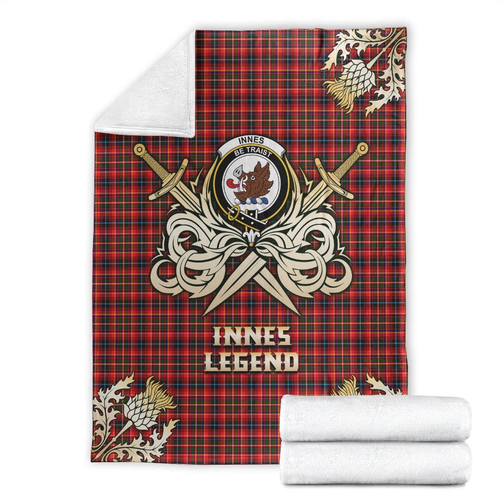 Clan Innes Modern Tartan Gold Courage Symbol Blanket DO60 Clan Innes Tartan Today   