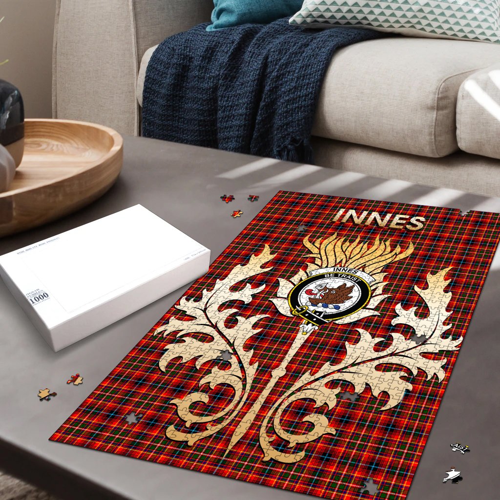 Clan Innes Modern Tartan Crest Thistle Jigsaw Puzzles Gift For Family YG14 Clan Innes Tartan Today   