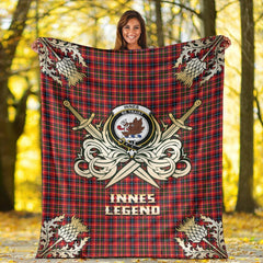 Clan Innes Modern Tartan Gold Courage Symbol Blanket DO60 Clan Innes Tartan Today   