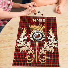 Clan Innes Modern Tartan Crest Thistle Jigsaw Puzzles Gift For Family YG14 Clan Innes Tartan Today   