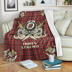 Clan Innes Modern Tartan Gold Courage Symbol Blanket DO60 Clan Innes Tartan Today   