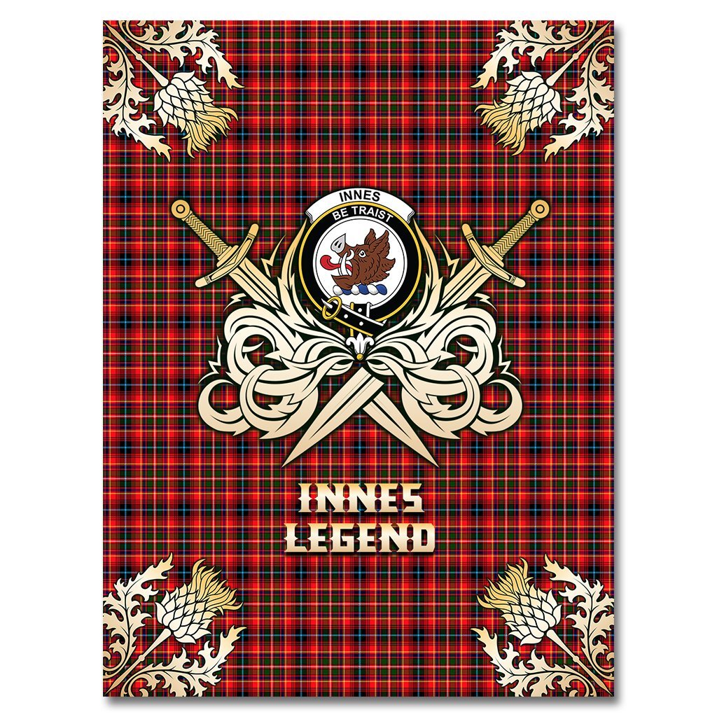 Clan Innes Modern Tartan Gold Courage Symbol Blanket DO60 Clan Innes Tartan Today   