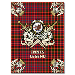 Clan Innes Modern Tartan Gold Courage Symbol Blanket DO60 Clan Innes Tartan Today   