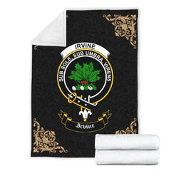 Clan Irvine Crest Tartan Premium Blanket Black NQ20 Clan Irvine Tartan Today   