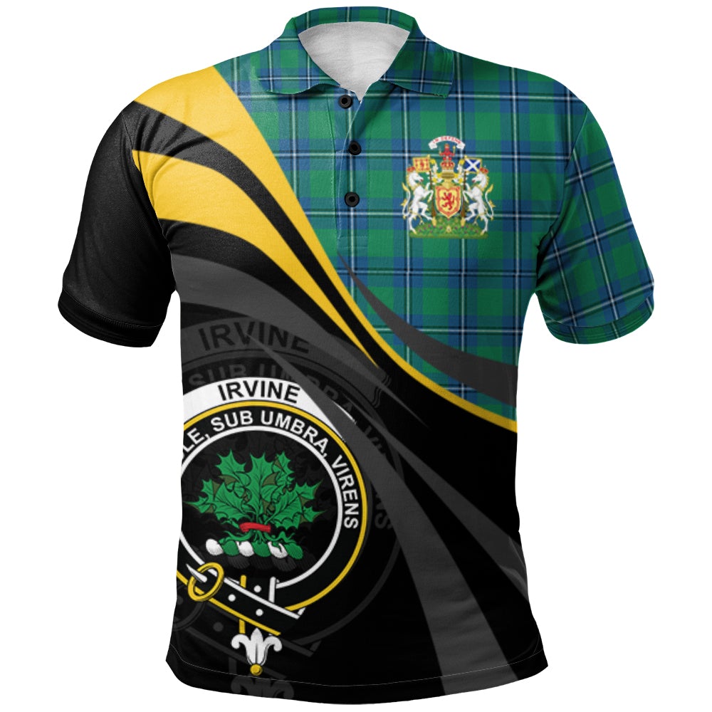 Clan Irvine Ancient Tartan Polo Shirt - Royal Coat Of Arms Style ZQ59 Irvine Ancient Tartan Tartan Polo   