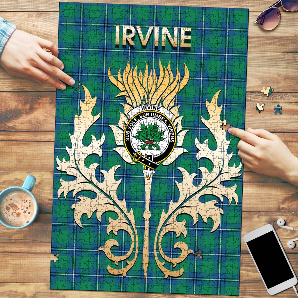 Clan Irvine Ancient Tartan Crest Thistle Jigsaw Puzzles Gift For Family DI82 Clan Irvine Tartan Today   