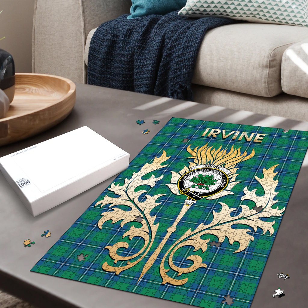 Clan Irvine Ancient Tartan Crest Thistle Jigsaw Puzzles Gift For Family DI82 Clan Irvine Tartan Today   