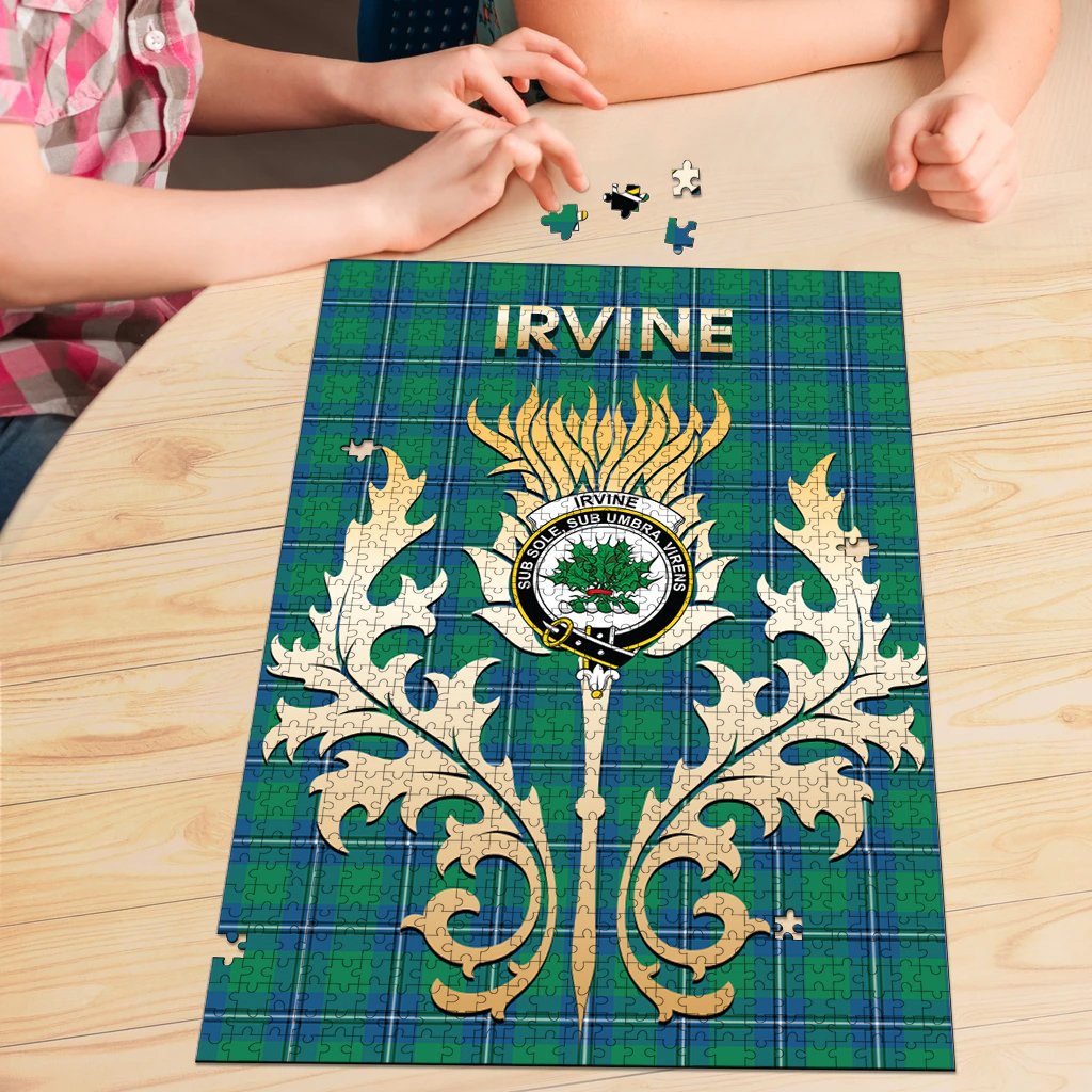 Clan Irvine Ancient Tartan Crest Thistle Jigsaw Puzzles Gift For Family DI82 Clan Irvine Tartan Today   