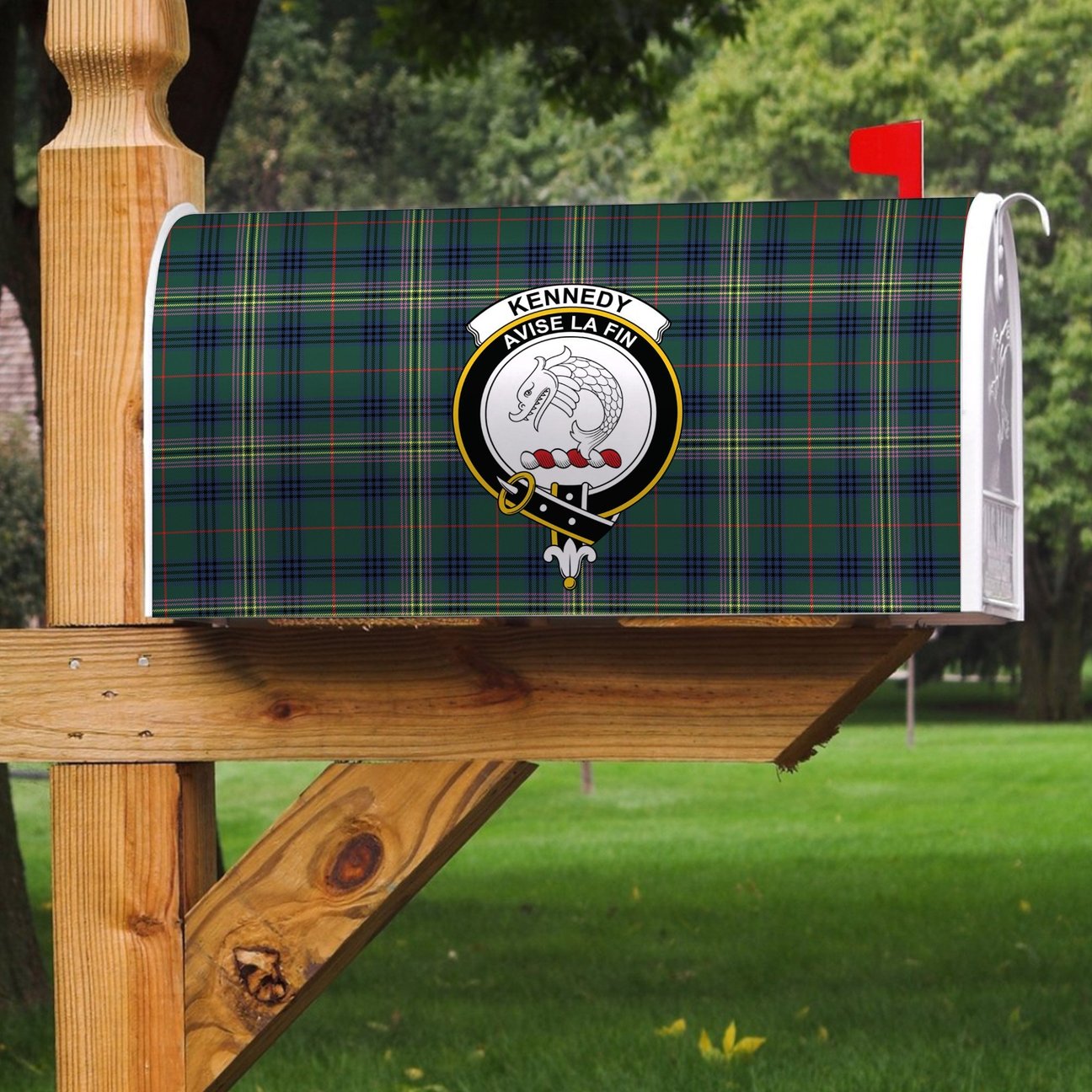 Clan Kennedy Modern Tartan Crest Mailbox AL73 Clan Kennedy Tartan Today   