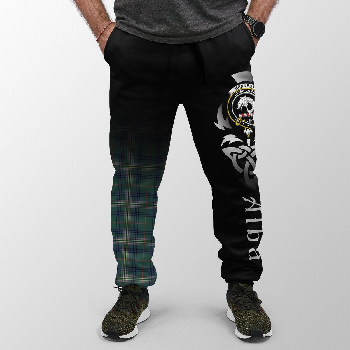 Clan Kennedy Modern Tartan Crest Jogger Sweatpants  Alba Celtic Style QW71 Clan Kennedy Tartan Today   