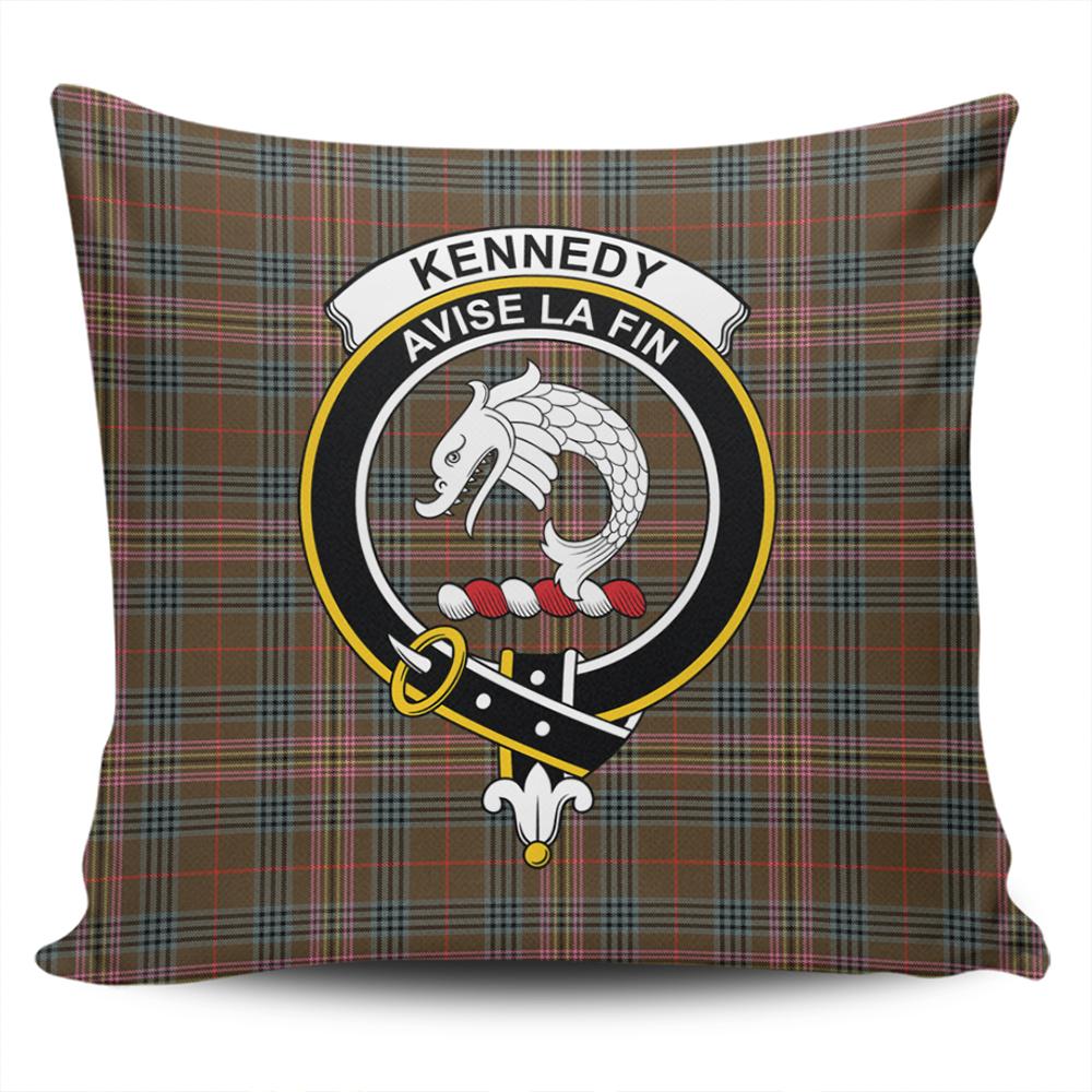 Clan Kennedy Weathered Tartan Crest Pillow Cover TX83 Clan Kennedy Tartan Today   