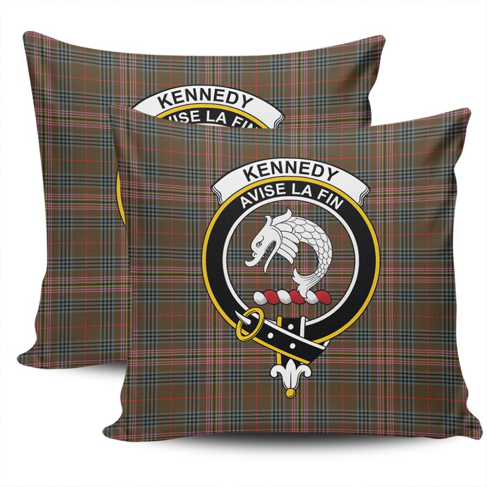 Clan Kennedy Weathered Tartan Crest Pillow Cover TX83 Clan Kennedy Tartan Today   