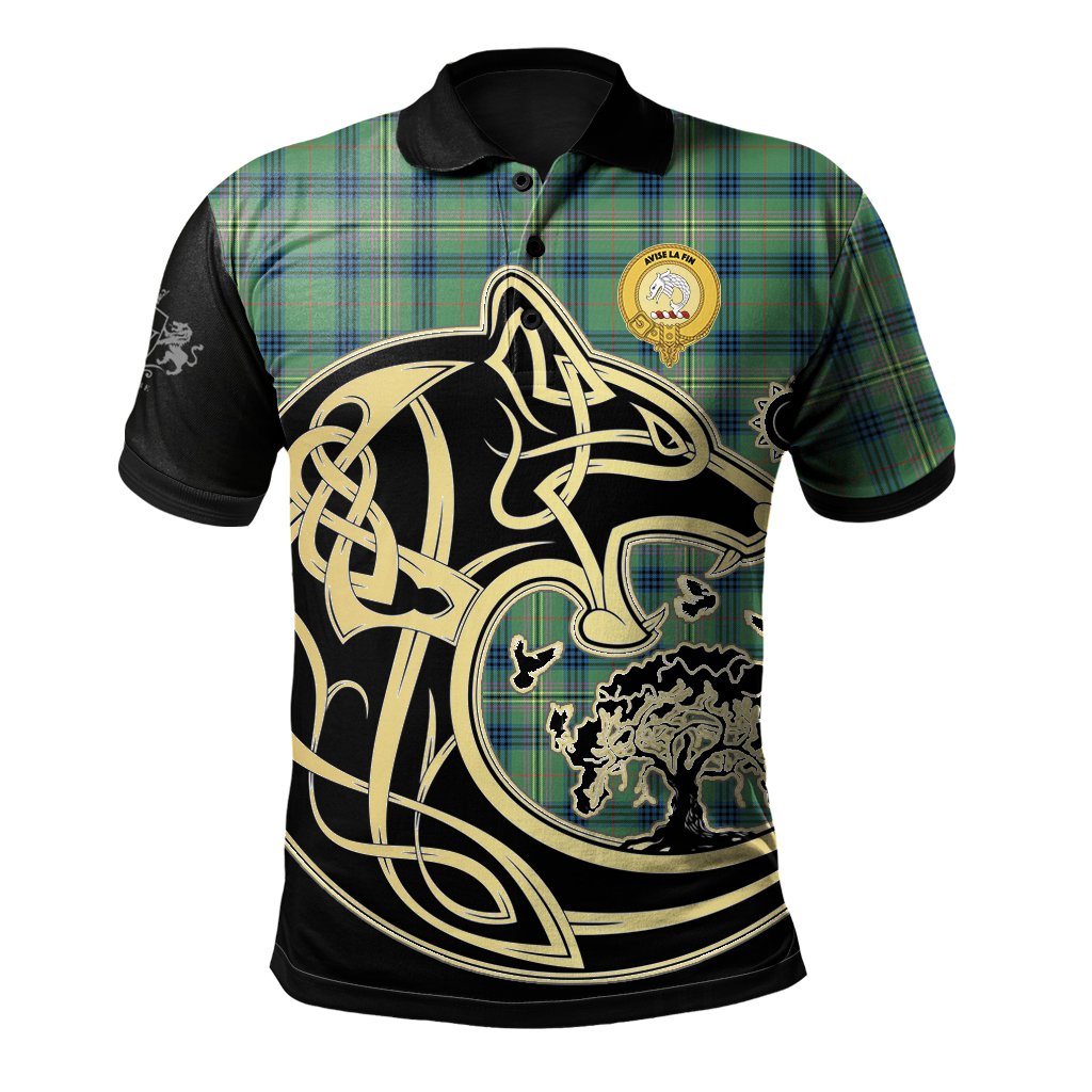 Clan Kennedy Ancient Tartan Polo Shirt Viking Wolf TR46 Kennedy Ancient Tartan Tartan Polo   