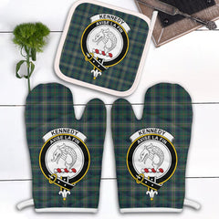 Clan Kennedy Modern Tartan Crest Oven Mitt And Pot Holder (2 Oven Mitts + 1 Pot Holder) ZV13 Clan Kennedy Tartan Today   