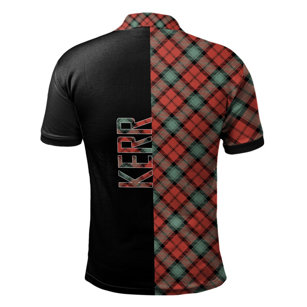 Clan Kerr Ancient Tartan Polo Shirt Half of Me - Cross Style HJ29 Kerr Ancient Tartan Tartan Polo   