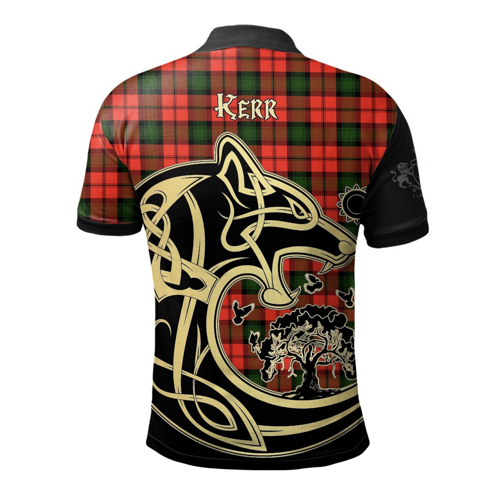 Clan Kerr Modern Tartan Polo Shirt Viking Wolf UP85 Kerr Modern Tartan Tartan Polo   