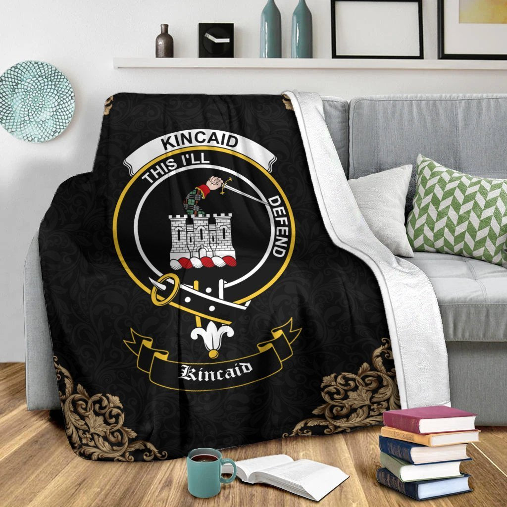 Clan Kincaid Crest Tartan Premium Blanket Black YK80 Clan Kincaid Tartan Today   