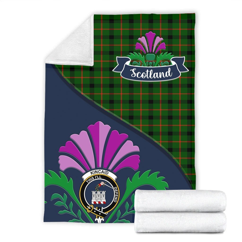 Clan Kincaid Tartan Crest Premium Blanket Thistle Style TL84 Clan Kincaid Tartan Today   